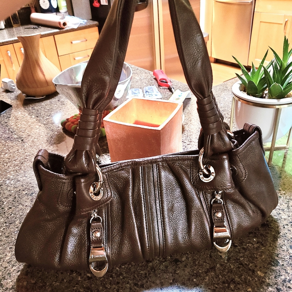 NWOT B. Makowsky Dark Brown Leather Shoulder Bag